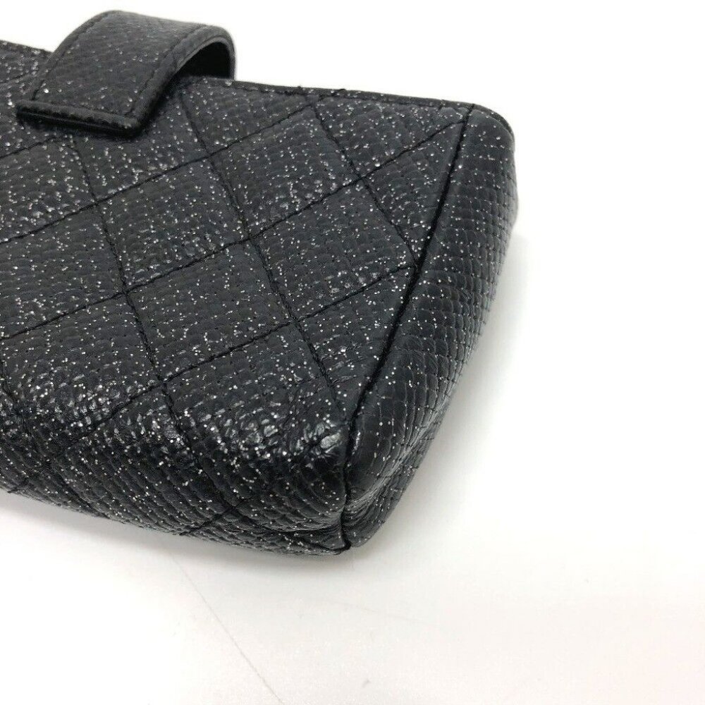 CHANEL CC Matelasse coin purse/Coin Compartment Pouch Leather Black/SilverHW - Picture 6 of 15